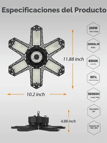 Vista 7 de SEOBIOG Luz de garaje enchufable, 200 W, 20000 lúmenes, luz de tienda enlazable con interruptor de encendido/apagado, luces LED colgantes de 6500 K