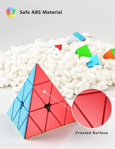 Vista 5 de Vdealen Paquete de 6 bolas de rompecabezas arcoíris y cubo mágico de pirámide de 2 x 2 x 2, 3 x 3 x 3 pulgadas, sin calcomanías