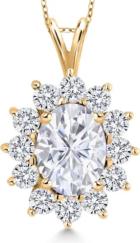Vista 176 de Gem Stone King Collar con piedra natal ovalada de plata chapada en oro amarillo de 18 quilates, ovalado de 0.315 x 0.236 in, collares con colgante