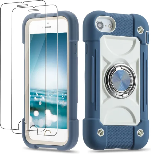 Vista 52 de Funda para iPhone Se3/iPhone Se2, iPhone 6/6S, iPhone 7/iPhone 8 de 4.7 pulgadas con soporte de anillo, con 2 protectores de pantalla resistentes