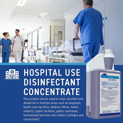 Vista 6 de VIREX Diversey II 256 04331. Disinfectant Cleaner Concentrate, Multi-Surface for Home & Commercial Use, Odor Control, Mint Scent, AccuMix Bottle, 32