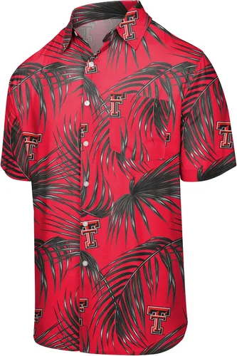Vista 14 de FOCO NCAA Mens NCAA College Team Logo Floral Tropical Hawaiian Button Up Shirt