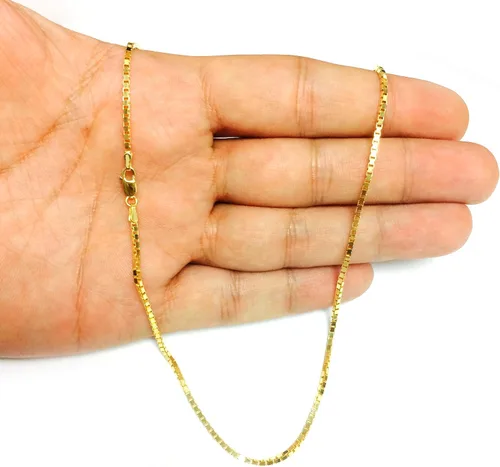 Vista 6 de Jewelry Affairs 14k Yellow Solid Gold Mirror Box Chain Necklace, 1.7mm