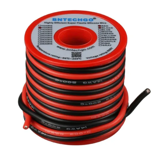 Vista 2 de BNTECHGO Carrete de alambre de silicona calibre 14 20 pies rojo y 20 pies negro flexible 14 AWG alambre de cobre estañado trenzado