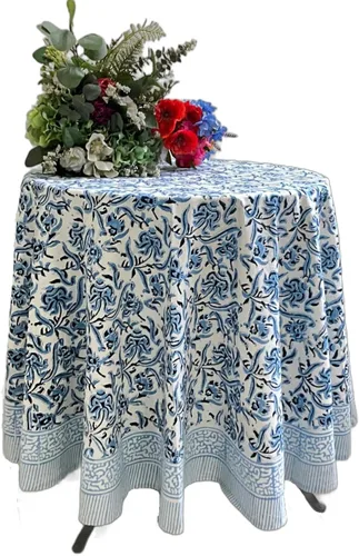 Vista 30 de ATOSII Mantel 100% algodón, Amara, floral, hecho a mano, rectangular, de lino, para cocina, comedor, fiestas, bodas, exteriores, picnics, Pascua