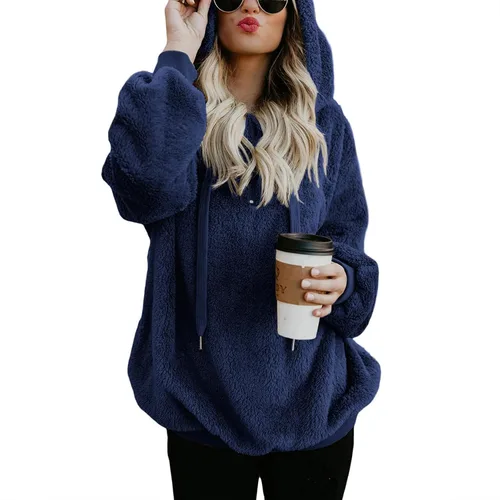 Vista 73 de Century Star Sudadera deportiva mullida de vellón con capucha para mujer de talla extragrande con bolsillos