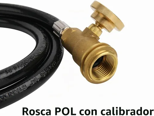 Vista 4 de Manguera de Extensión de Tanque de Propano de 5 Pies con Medidor, Adaptador, Adecuada para Tanques de 1 Libra a 20 Libras
