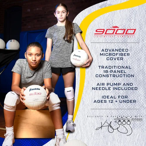 Vista 2 de Franklin Sports Balones de voleibol para entrenamiento en interiores + partidos, 9000 + 6000 pelotas de voleibol de tamaño oficial para adultos +
