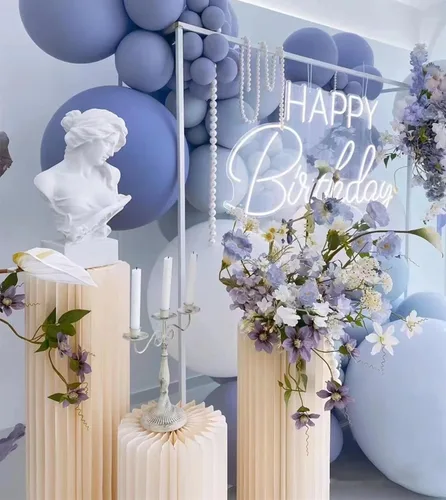 Vista 4 de Soportes Cilíndricos para Fiestas 3 Piezas Soporte de Pedestal Redondo Columnas de Cartón Plegables Mesas Cilíndricas para Fiestas Baby Shower