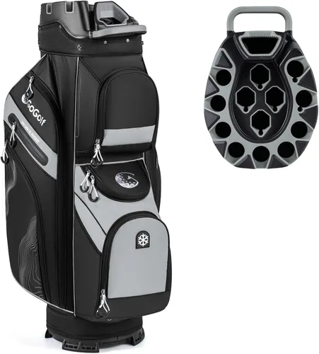 Vista 8 de Tangkula Bolsa de carrito de golf con divisores de longitud completa de 14 vías, 6 bolsas moldeadas con cierre superior de golf con 11 bolsillos