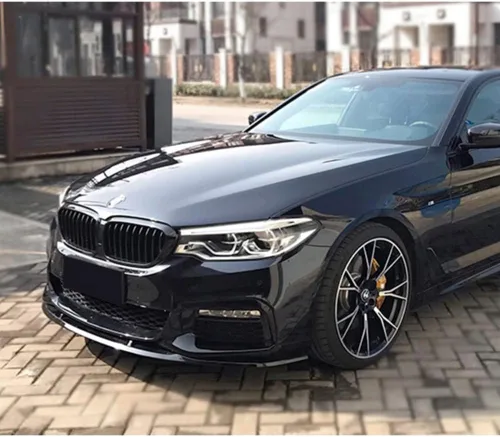 Vista 5 de Q1-TECH, borde de parachoques delantero compatible con BMW Serie 5 G30 M-Sport 2017 - 2020, alerón de parachoques delantero, kit de cuerpo