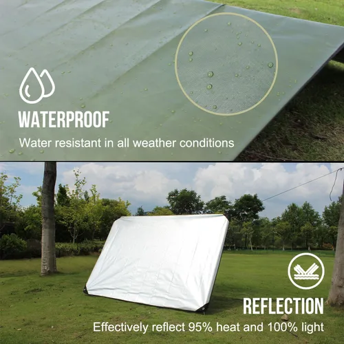 Vista 4 de LYN Manta de emergencia resistente, equipo de supervivencia, impermeable, aislada, lona de emergencia para camping, senderismo, bushcraft