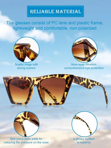 Vista 3 de 3 pares vintage cuadrado ojo de gato gafas de sol unisex pequeño moda cateye gafas de sol