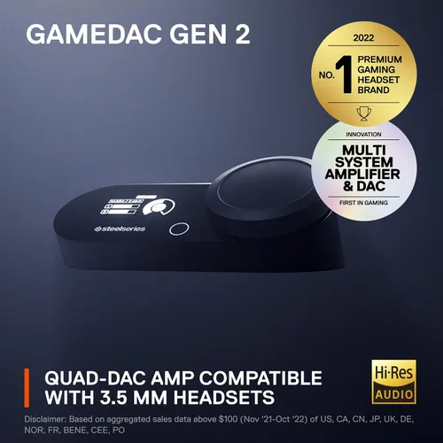 Vista 2 de SteelSeries GameDAC Gen 2 Hi-Res Audio Amplifier - ESS Sabre Quad-DAC - AI Noise Cancellation - 360° Spatial Audio - Hi-Res Certified - PC, PS5, PS4