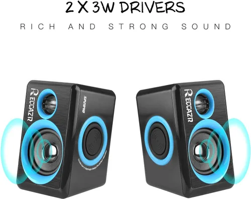 Vista 3 de RECCAZR SP2040 Altavoces de computadora envolvente con graves profundos USB con cable multimedia altavoz para PC/portátiles/teléfono inteligente