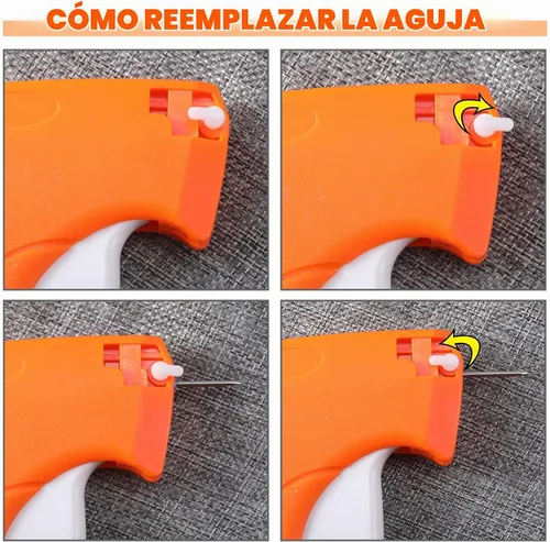 Vista 4 de Honoson Aplicador de pistola de etiquetado de 3 piezas con 15 agujas de Naranja