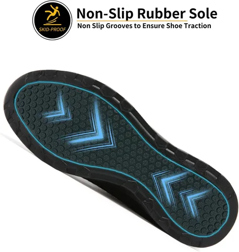 Vista 3 de LUPWEE Zapatos de punta de acero para hombres y mujeres, zapatos de trabajo de seguridad antideslizantes a prueba de pinchazos, cómodos tenis