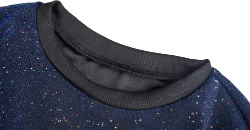 Vista 3 de EOSIEDUR Conjunto sexy de 2 piezas para mujer, lentejuelas plateadas con purpurina y camiseta y pantalones brillantes metálicos