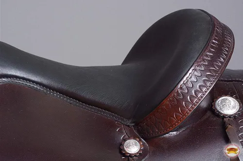 Vista 9 de HILASON Hand-Tooled Dark Brown Leather Western Flex Tree Saddle