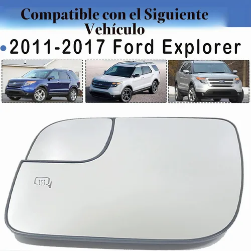 Vista 2 de Espejo lateral izquierdo compatible con Ford Explorer 2011, 2012, 2013, 2014, 2015, 2016, 2017, espejo calefactable para el lado del conductor