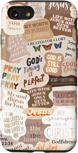 Vista 18 de Funda estética para iPhone 17 con frases positivas con versículos bíblicos cristianos