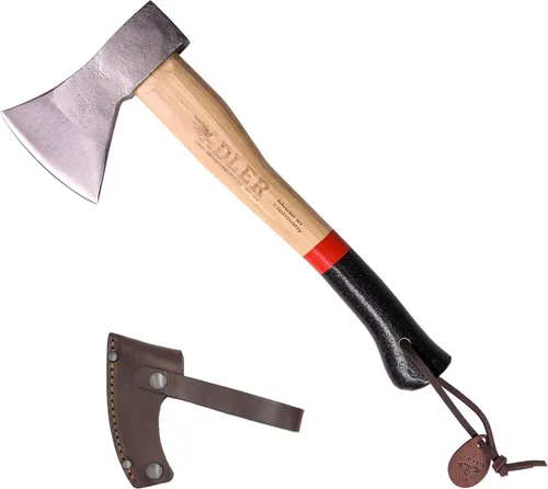 Vista 14 de Adler Hacha de explorador – Hacha de campamento forjada alemana con funda de cuero, bushcraft compacto y hacha de senderismo, cabeza de acero al