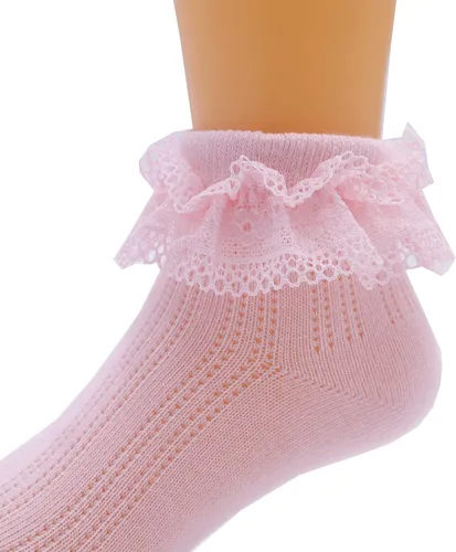 Vista 4 de Calcetines de vestir con volantes y ojales para niñas y niños pequeños