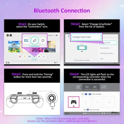 Vista 8 de NexiGo Controlador para SwitchSwitch LiteOLED controladores inalámbricos Bluetooth para Nintendo Switch con vibración movimiento turbo y luz LED