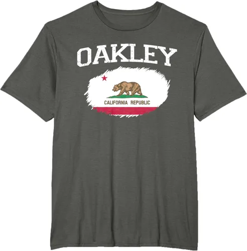 Vista 5 de OAKLEY CA CALIFORNIA Flag Vintage USA Sports Hombre Mujer Camiseta, Negro