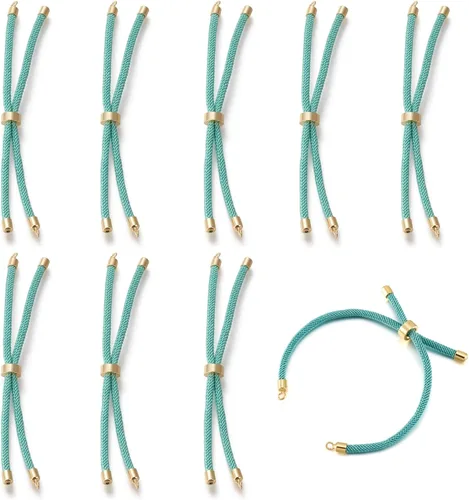 Vista 32 de 10 piezas de pulseras de cordón trenzado de nylon para hacer pulseras deslizantes ajustables con accesorios de latón dorado para accesorios de Negro