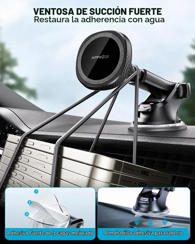 Vista 7 de APPS2Car para soporte de teléfono de coche Magsafe, tablero de instrumentos Negro