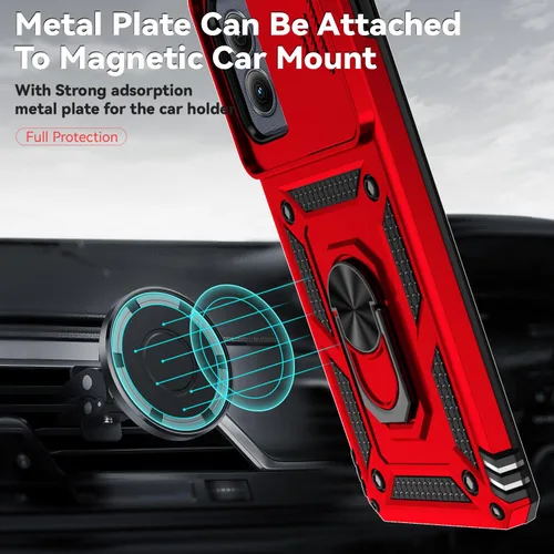 Vista 3 de Funda para Motorola Edge 2024 con cubierta deslizante para cámara, protector de pantalla HD [prueba de caídas de grado militar] Soporte de anillo