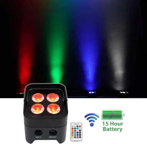 Vista 2 de Rockville Best PAR 50 Bundle: (4) Par recargable puede lavar luces con DMX RGBWA UV, bolsa de transporte RLB30 para accesorios de iluminación Slim