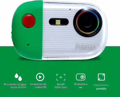 Vista 3 de Cámara submarina Polaroid - 18MP 4K UHD, impermeable para esnórquel y buceo con pantalla LCD, recargable por USB