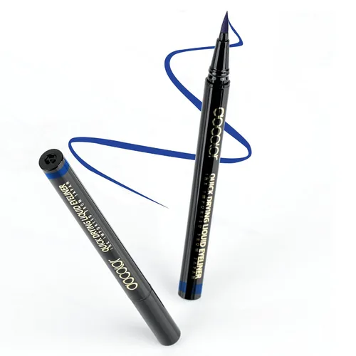 Vista 12 de Docolor - Lápiz delineador de ojos impermeable súper delgado y preciso, delineador líquido negro para todo el día, maquillaje profesional, lápiz