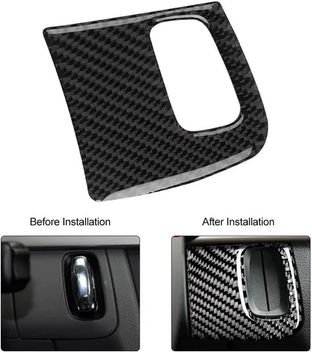 Vista 4 de Acouto Marco de orificio para llave, fibra de carbono, interior de coche, cubierta de marco, ajuste de accesorio automático, reemplazo