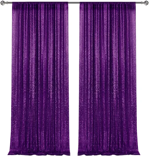 Vista 97 de 2 paneles de cortinas de fondo de lentejuelas verdes de 8 pies, cortinas de fondo de fotografía con purpurina para decoración de Navidad, boda