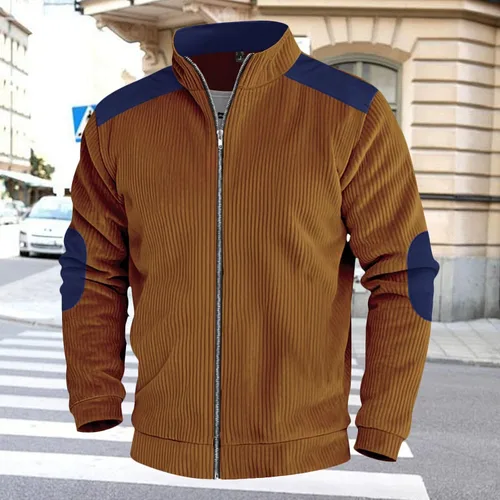 Vista 2 de Chaqueta para hombre para invierno, otoño, al aire libre, resistente al viento, chaqueta casual de moda con cremallera