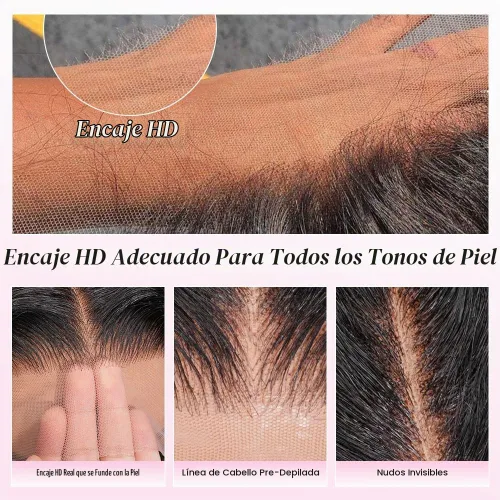 Vista 6 de CYNOSURE Pelucas de encaje frontal 13x4 de cabello humano prearrancado, densidad del 180%, brasileña rizada con encaje frontal, peluca con cabello