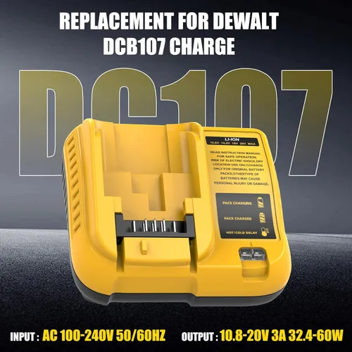 Vista 3 de 2 Packs 12000mAh Replacement for Dewalt 20V Battery and Charger Yellow