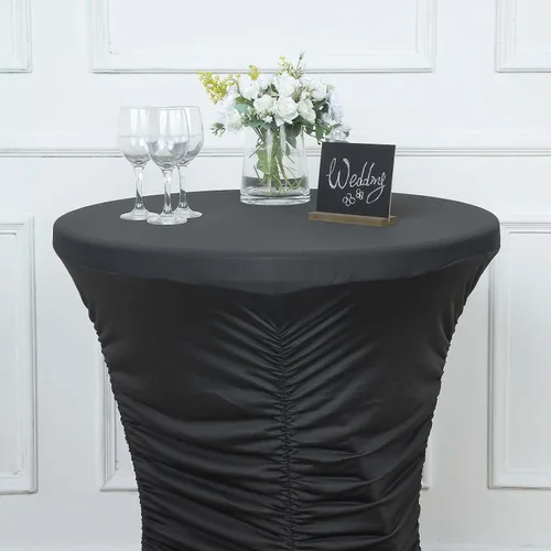 Vista 2 de Efavormart - Mantel para mesa de cóctel, color negro, de 32 pulgadas, plisado, resistente, de elastano, para mesa de cóctel, boda, fiesta, bar