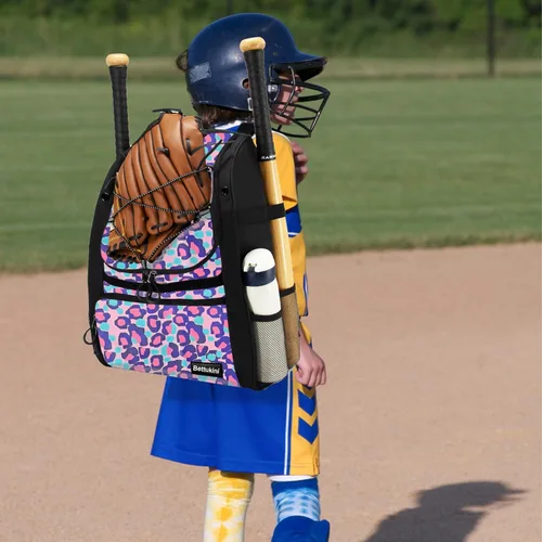 Vista 72 de Bolsa de béisbol juvenil con compartimento ventilado para zapatos, bolsa de bate de sóftbol para guantes de bateo, casco, equipo de teeball
