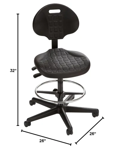 Vista 2 de 7501-3850S/5 Silla ergonómica de lujo con ruedas, ajuste de inclinación hacia atrás, 18 pulgadas de diámetro. Cromado ajustable, base de plástico