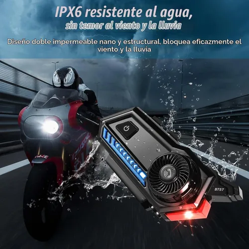 Vista 4 de Auriculares Bluetooth para casco de motocicleta, BT5.3 EDR, luz trasera, 3