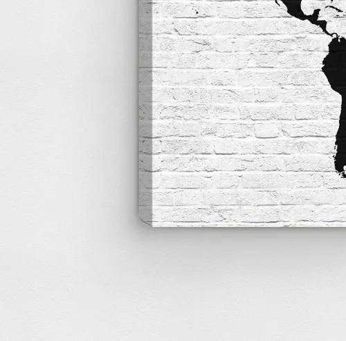Vista 6 de The Oliver Gal Artist Co. Maps - Lienzo decorativo para pared, diseño de ladrillo limpio Mapamundi, decoración del hogar, 30 x 20 pulgadas, negro