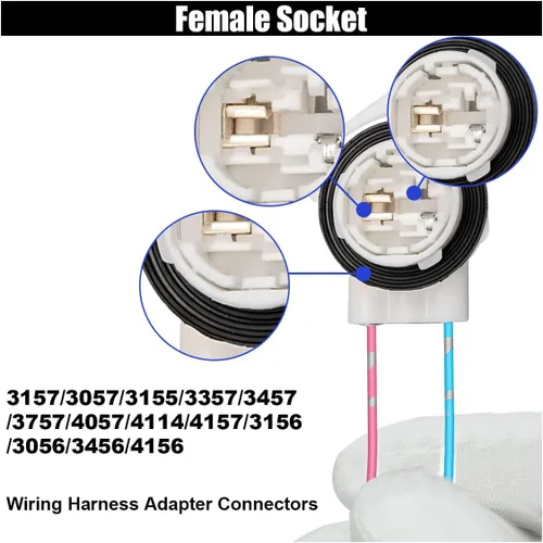 Vista 6 de 4 conectores de arnés precableados 3156, adaptadores de enchufe de bombillas LED para automóvil, conectores de enchufe de enchufe para bombilla