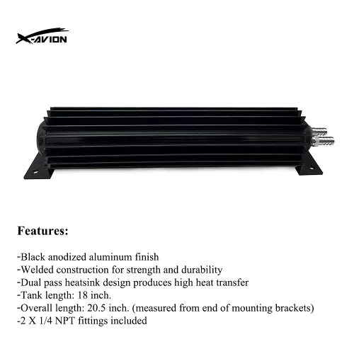 Vista 2 de X-AVION - Enfriador universal de transmisión de disipador de calor de aluminio de doble paso, 18 pulgadas, color negro