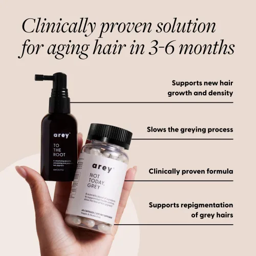 Vista 3 de Arey The System - Suero y suplemento diario para el cabello para mujeres y hombres, ralentiza el crecimiento del cabello gris en 3 a 6 meses
