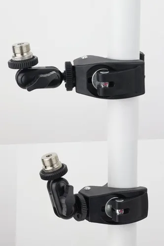 Vista 4 de Pinza de Cangrejo para Micrófono con Abrazadera y Ajuste de Cabeza Doble de Bola de 1/4" a 5/8", Compatible con Soporte de Micrófono, Soporte