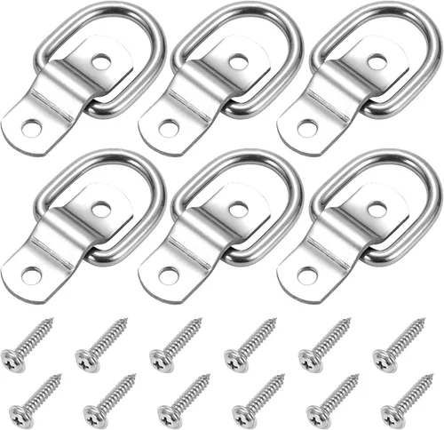 Vista 8 de CZC AUTO Paquete de 6 anclajes de amarre de anillo en D de 1/4 pulgadas, hierro resistente, con tornillos Iron